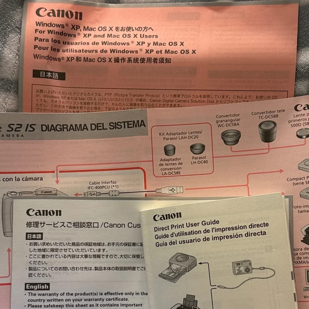 Canon PowerShot S2 IS Digital Camera -all original manuals. Excellent condition